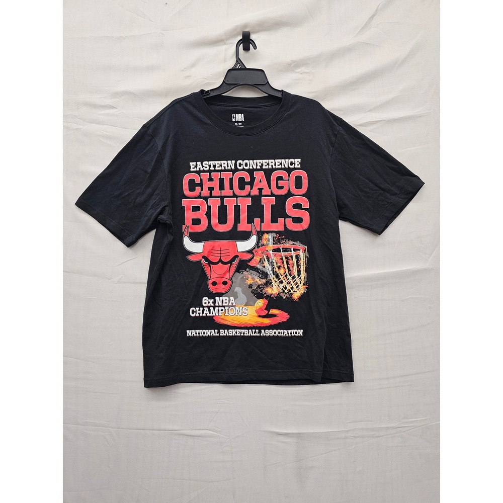 NBA Mens Chicago Bulls Graphic T-Shirt Black Cotton Athletic Size XL